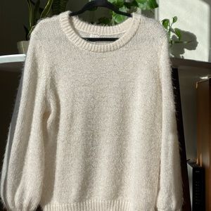 A New Day Fuzzy Sweater with Balloon Sleeves